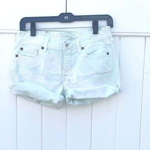 Madewell mint and bleach stain shorts